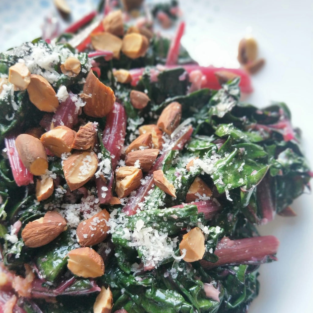 Swiss Chard with Toasted Nuts and Parmesan Cheese